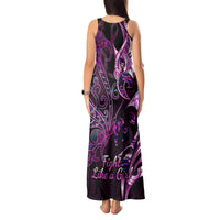 Personalised New Zealand Breast Cancer Tank Maxi Dress Fight Like A Girl Pink Manaia Fern With Paua Shell - Wonder Print Shop