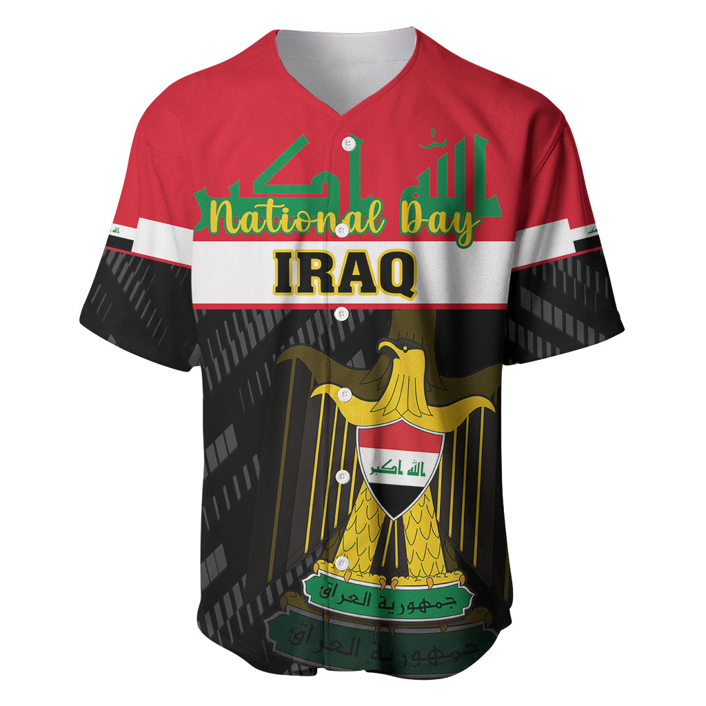 Iraq National Day Baseball Jersey Iraqi Coat Of Arms With Flag Style - Wonder Print Shop