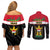 Iraq National Day Couples Matching Off Shoulder Short Dress and Long Sleeve Button Shirts Iraqi Coat Of Arms With Flag Style - Wonder Print Shop
