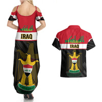 Iraq National Day Couples Matching Summer Maxi Dress and Hawaiian Shirt Iraqi Coat Of Arms With Flag Style - Wonder Print Shop