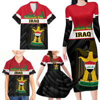 Iraq National Day Family Matching Long Sleeve Bodycon Dress and Hawaiian Shirt Iraqi Coat Of Arms With Flag Style - Wonder Print Shop