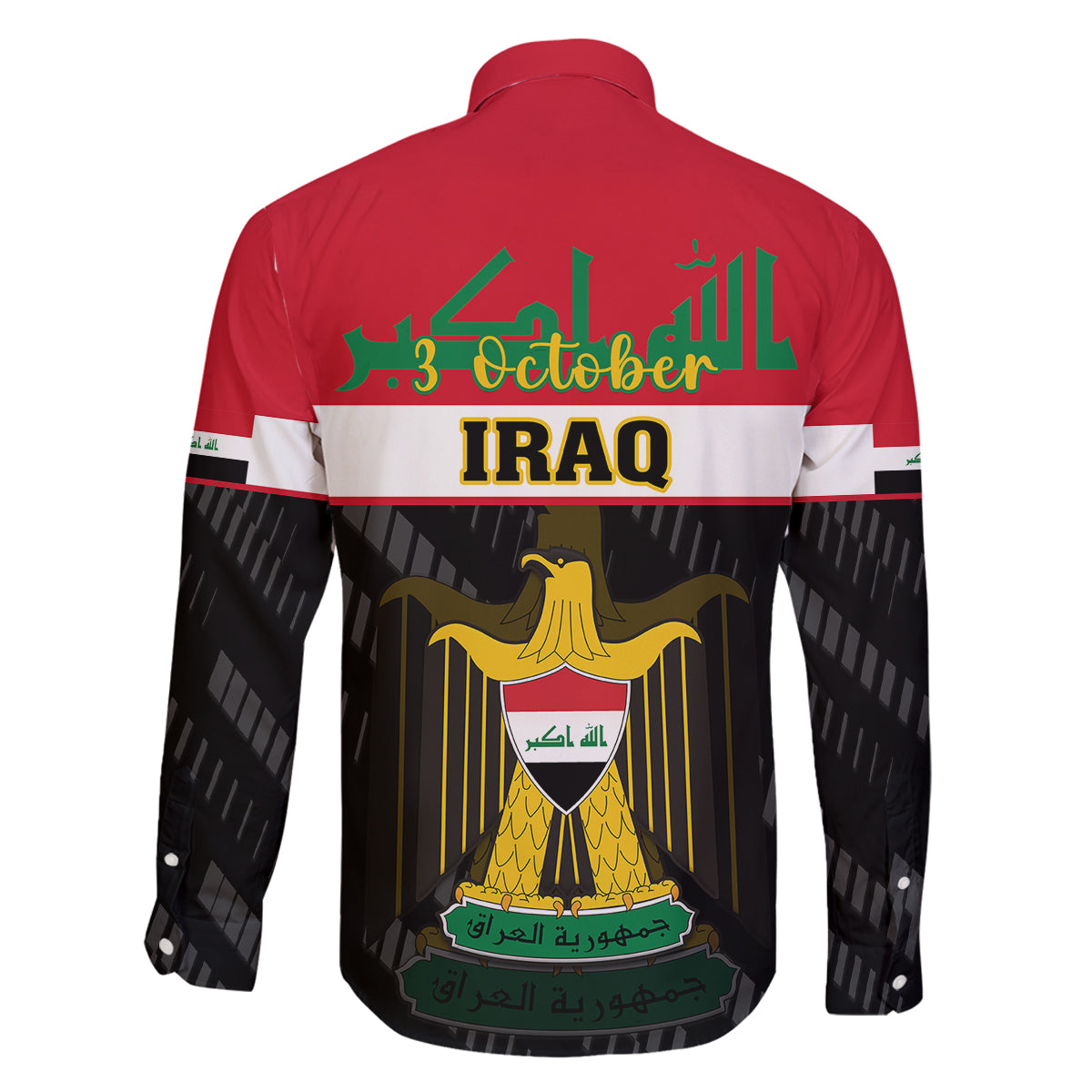 Iraq National Day Family Matching Off Shoulder Maxi Dress and Hawaiian Shirt Iraqi Coat Of Arms With Flag Style - Wonder Print Shop