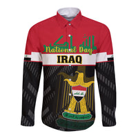 Iraq National Day Long Sleeve Button Shirt Iraqi Coat Of Arms With Flag Style - Wonder Print Shop