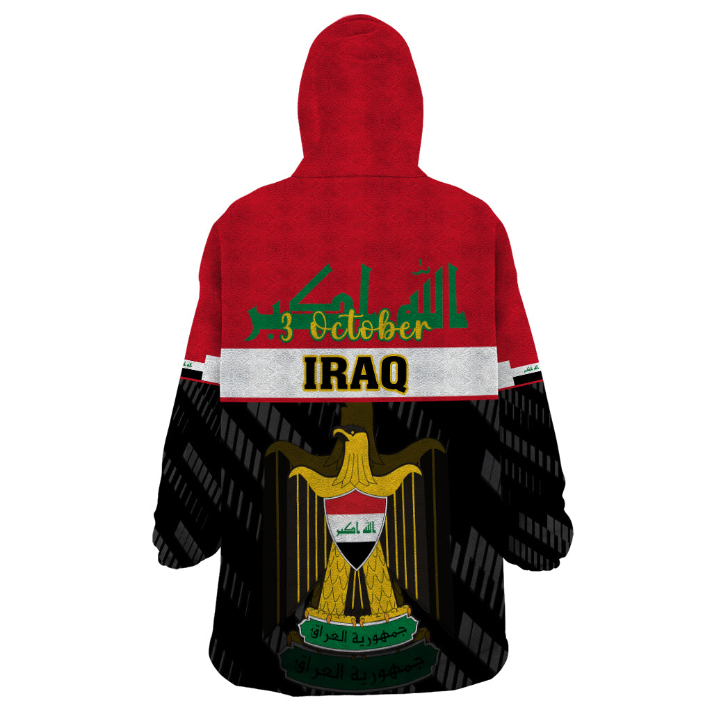Iraq National Day Wearable Blanket Hoodie Iraqi Coat Of Arms With Flag Style - Wonder Print Shop