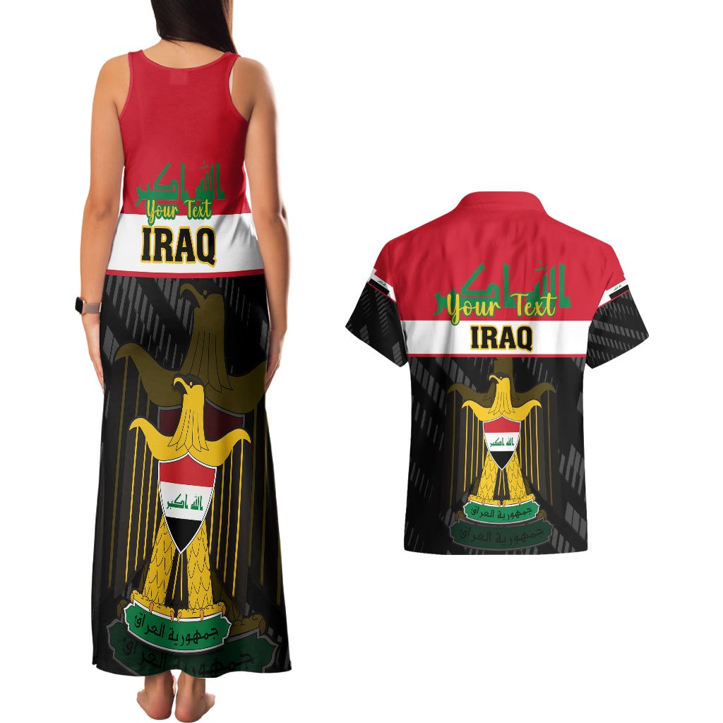 Personalised Iraq National Day Couples Matching Tank Maxi Dress and Hawaiian Shirt Iraqi Coat Of Arms With Flag Style - Wonder Print Shop