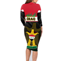 Personalised Iraq National Day Family Matching Long Sleeve Bodycon Dress and Hawaiian Shirt Iraqi Coat Of Arms With Flag Style - Wonder Print Shop