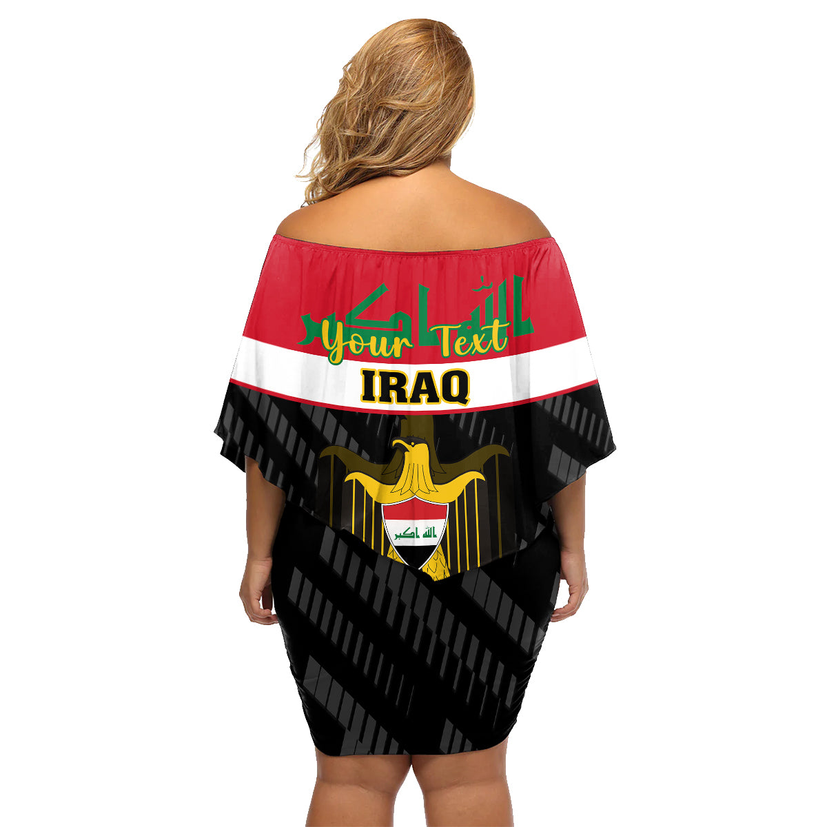 Personalised Iraq National Day Family Matching Off Shoulder Short Dress and Hawaiian Shirt Iraqi Coat Of Arms With Flag Style - Wonder Print Shop
