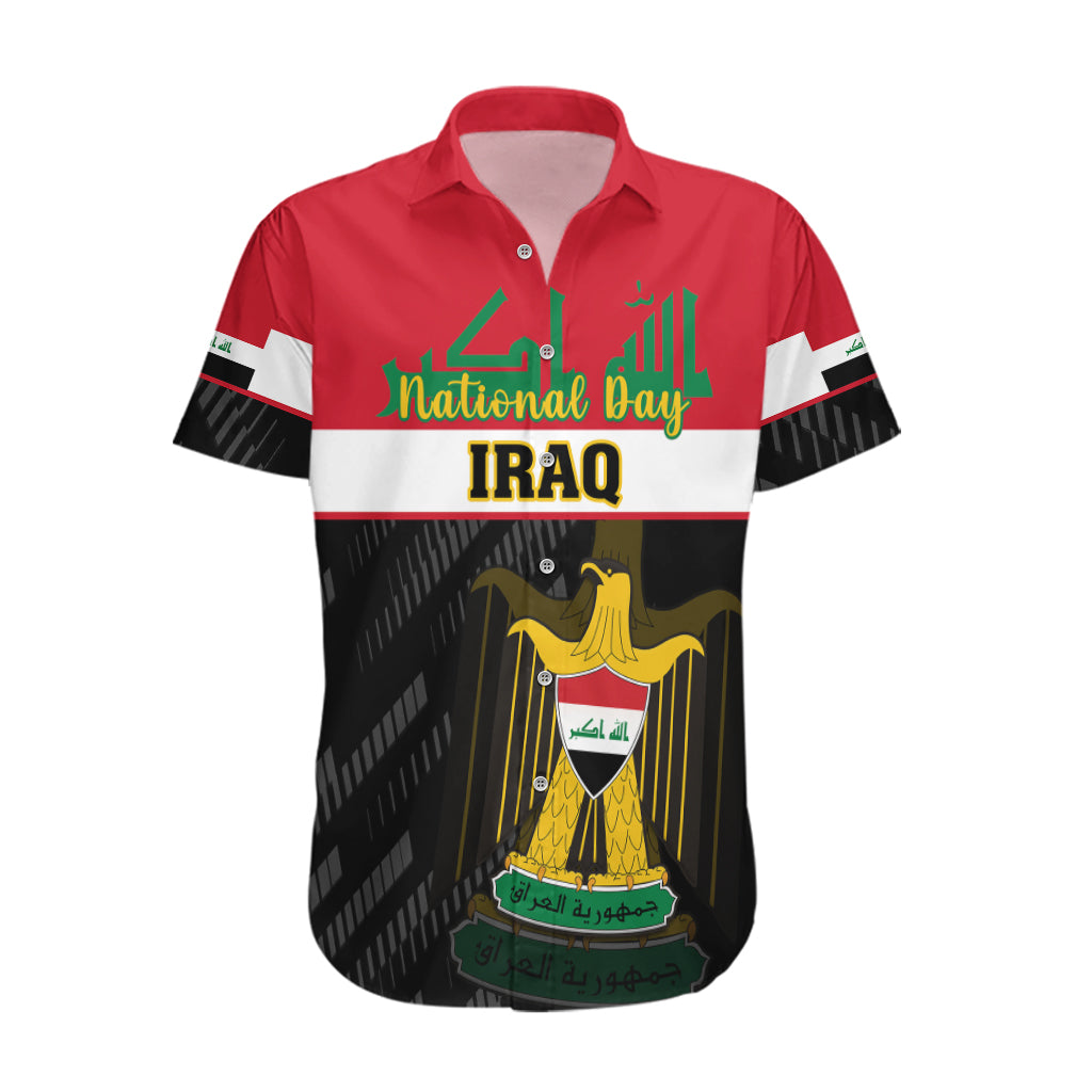 Personalised Iraq National Day Hawaiian Shirt Iraqi Coat Of Arms With Flag Style - Wonder Print Shop