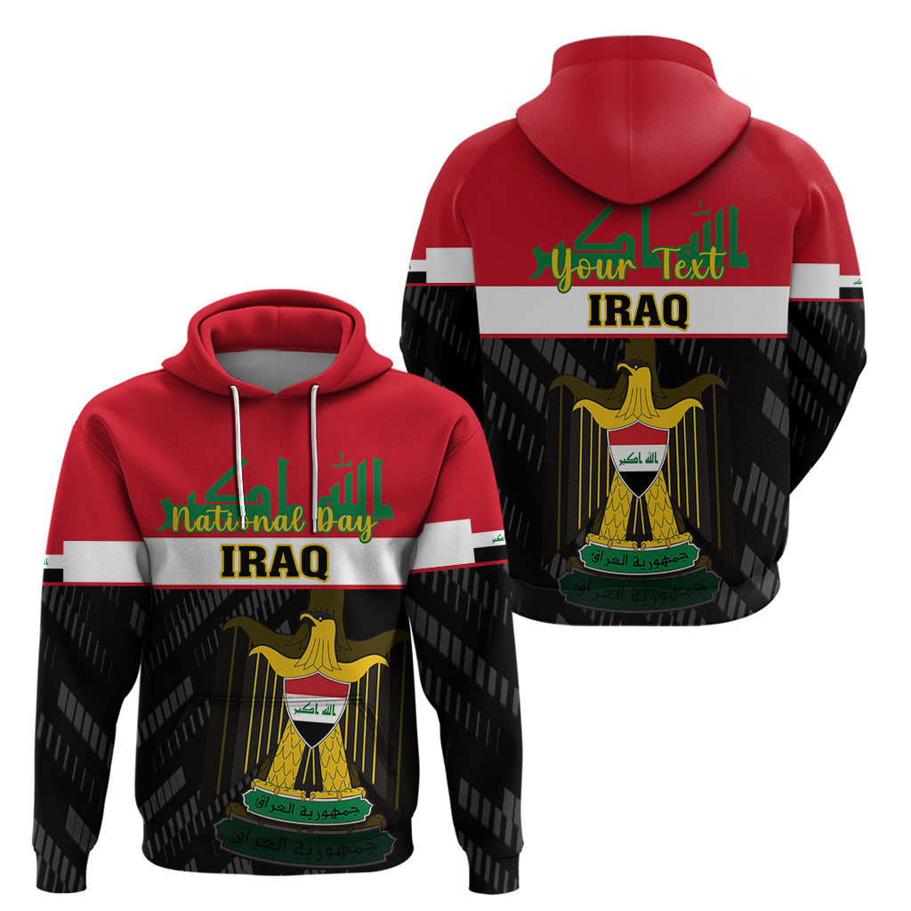 Personalised Iraq National Day Hoodie Iraqi Coat Of Arms With Flag Style - Wonder Print Shop