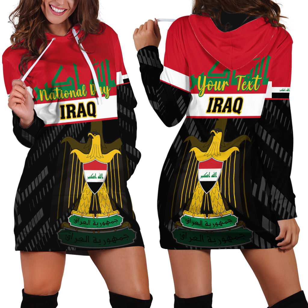 Personalised Iraq National Day Hoodie Dress Iraqi Coat Of Arms With Flag Style - Wonder Print Shop