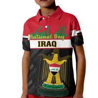 Personalised Iraq National Day Kid Polo Shirt Iraqi Coat Of Arms With Flag Style - Wonder Print Shop