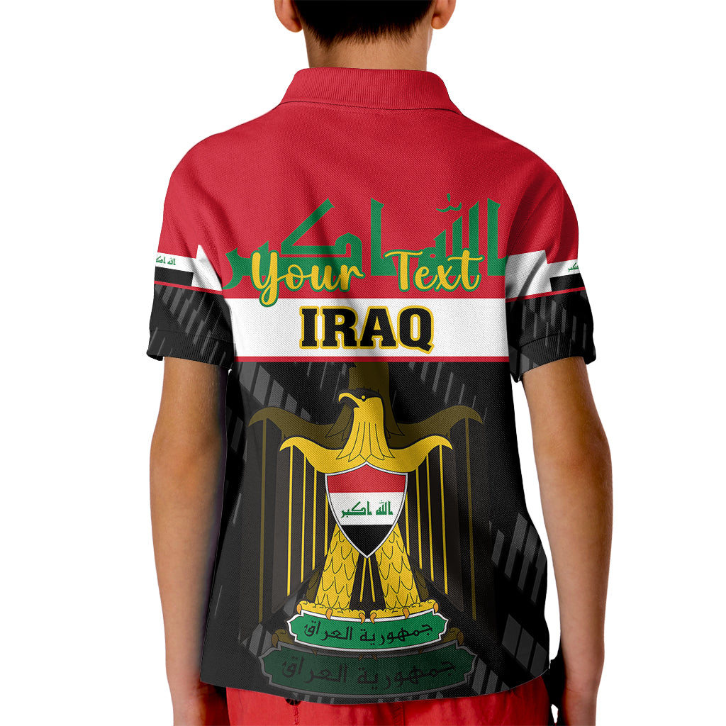 Personalised Iraq National Day Kid Polo Shirt Iraqi Coat Of Arms With Flag Style - Wonder Print Shop