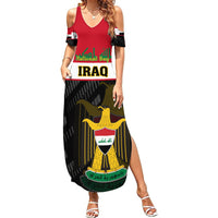 Personalised Iraq National Day Summer Maxi Dress Iraqi Coat Of Arms With Flag Style - Wonder Print Shop