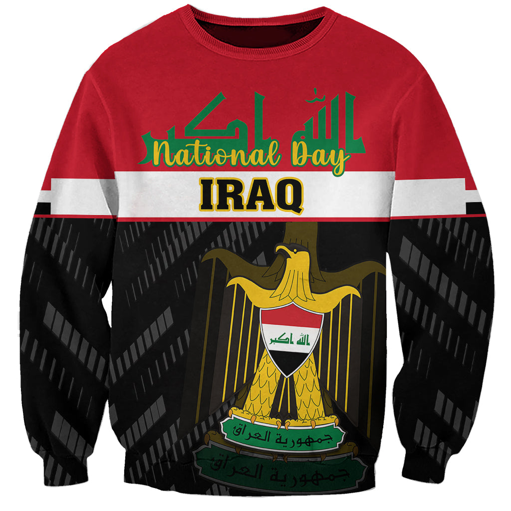 Personalised Iraq National Day Sweatshirt Iraqi Coat Of Arms With Flag Style - Wonder Print Shop