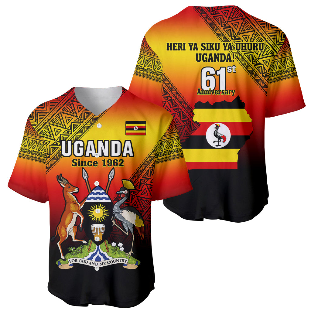 Uganda Independence Day Baseball Jersey Jamhuri ya Uganda Happy 61st Anniversary - Wonder Print Shop