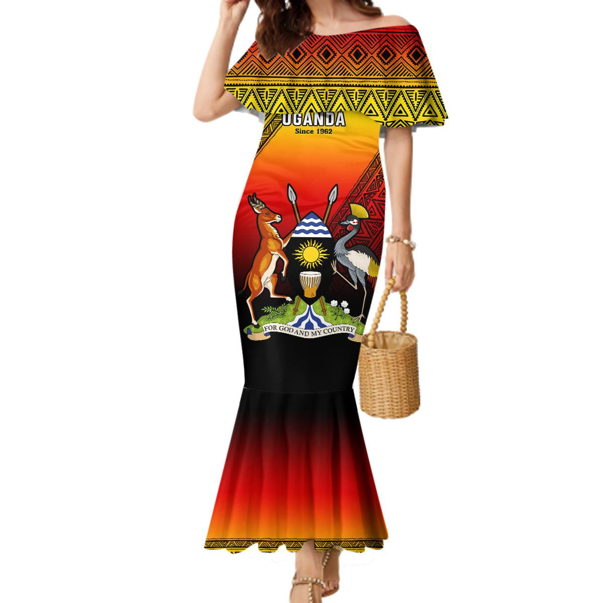 Uganda Independence Day Family Matching Mermaid Dress and Hawaiian Shirt Jamhuri ya Uganda Happy 61st Anniversary - Wonder Print Shop