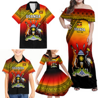 Uganda Independence Day Family Matching Off Shoulder Maxi Dress and Hawaiian Shirt Jamhuri ya Uganda Happy 61st Anniversary - Wonder Print Shop