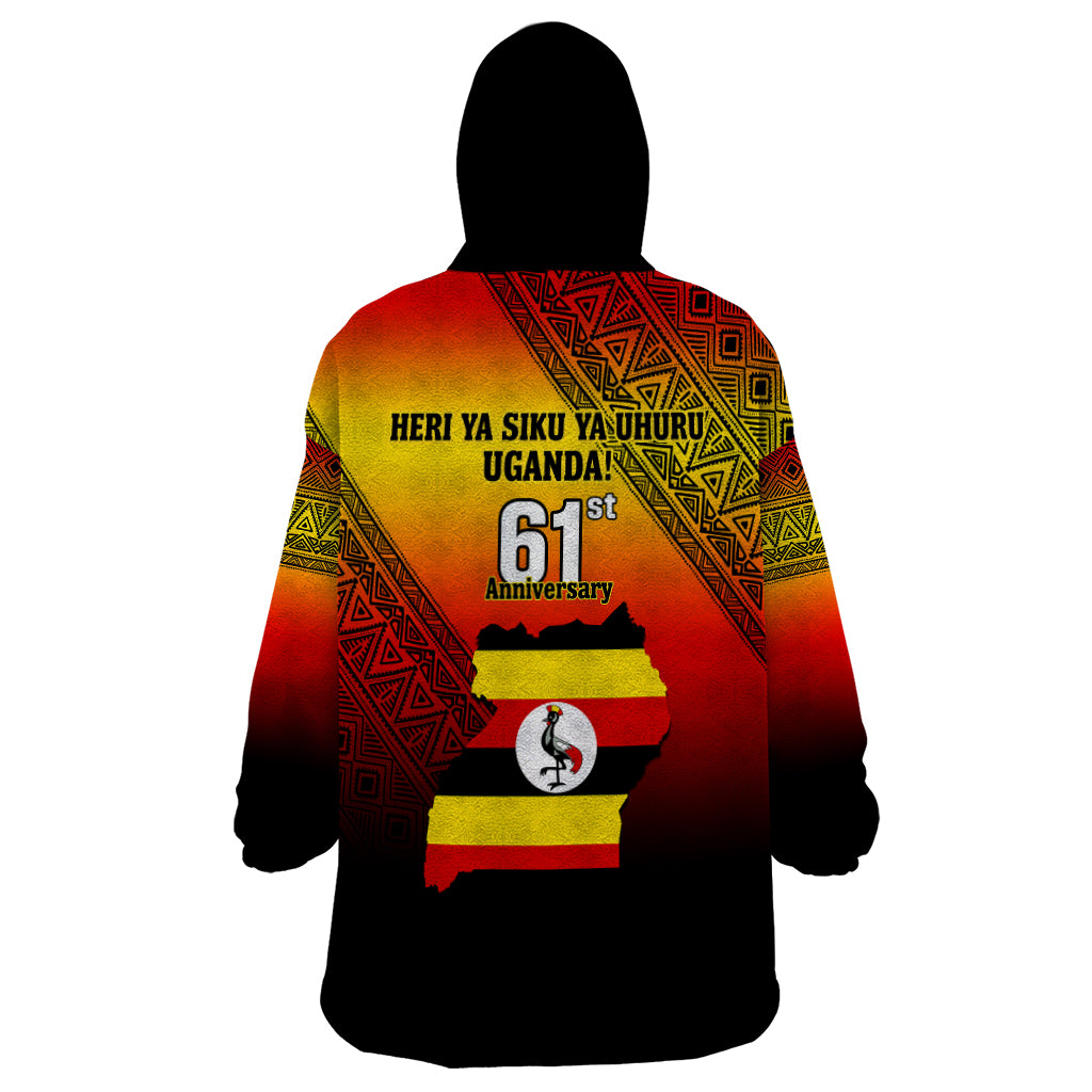 Uganda Independence Day Wearable Blanket Hoodie Jamhuri ya Uganda Happy 61st Anniversary - Wonder Print Shop