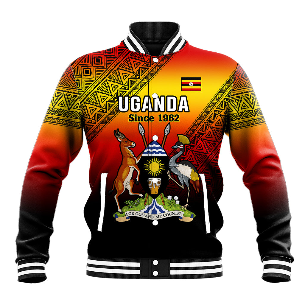 Personalised Uganda Independence Day Baseball Jacket Jamhuri ya Uganda Happy 61st Anniversary - Wonder Print Shop