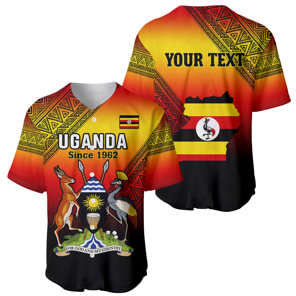 Personalised Uganda Independence Day Baseball Jersey Jamhuri ya Uganda Happy 61st Anniversary - Wonder Print Shop