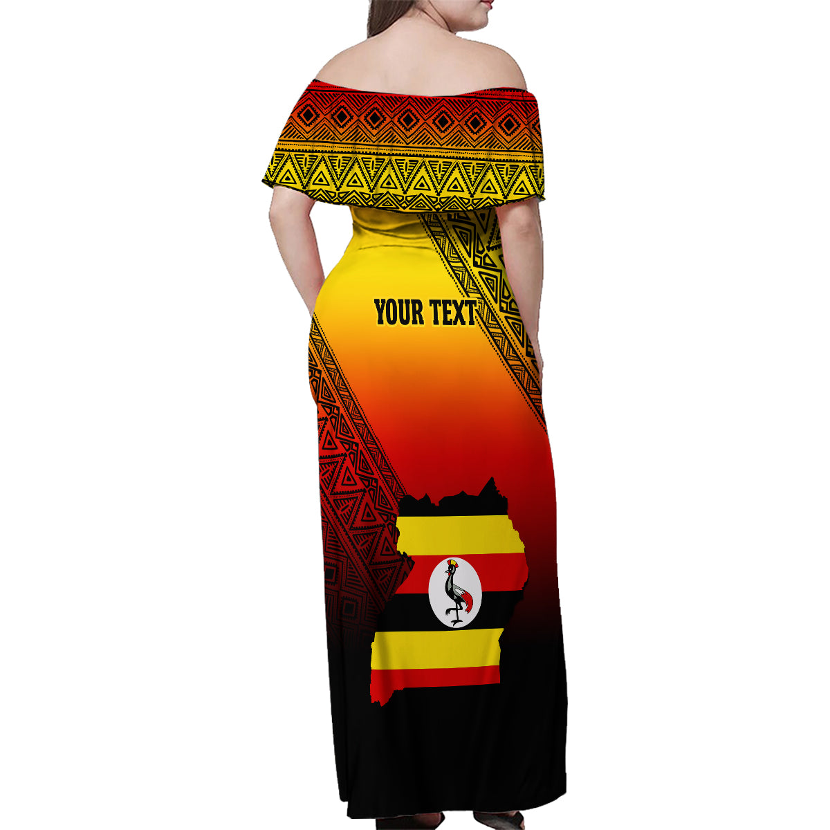 Personalised Uganda Independence Day Family Matching Off Shoulder Maxi Dress and Hawaiian Shirt Jamhuri ya Uganda Happy 61st Anniversary - Wonder Print Shop