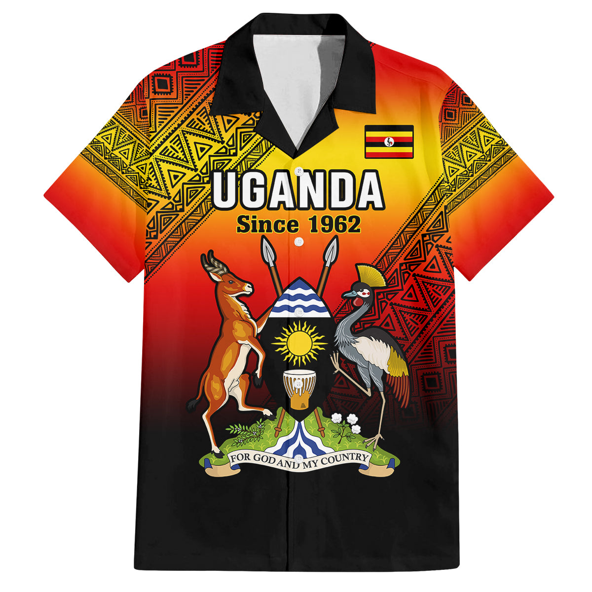 Personalised Uganda Independence Day Family Matching Short Sleeve Bodycon Dress and Hawaiian Shirt Jamhuri ya Uganda Happy 61st Anniversary - Wonder Print Shop