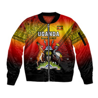Personalised Uganda Independence Day Sleeve Zip Bomber Jacket Jamhuri ya Uganda Happy 61st Anniversary - Wonder Print Shop