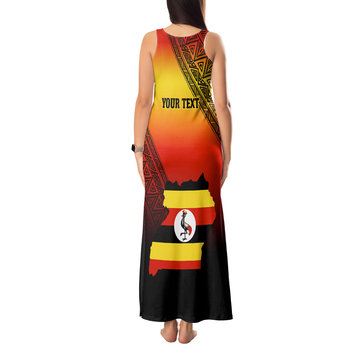 Personalised Uganda Independence Day Tank Maxi Dress Jamhuri ya Uganda Happy 61st Anniversary - Wonder Print Shop