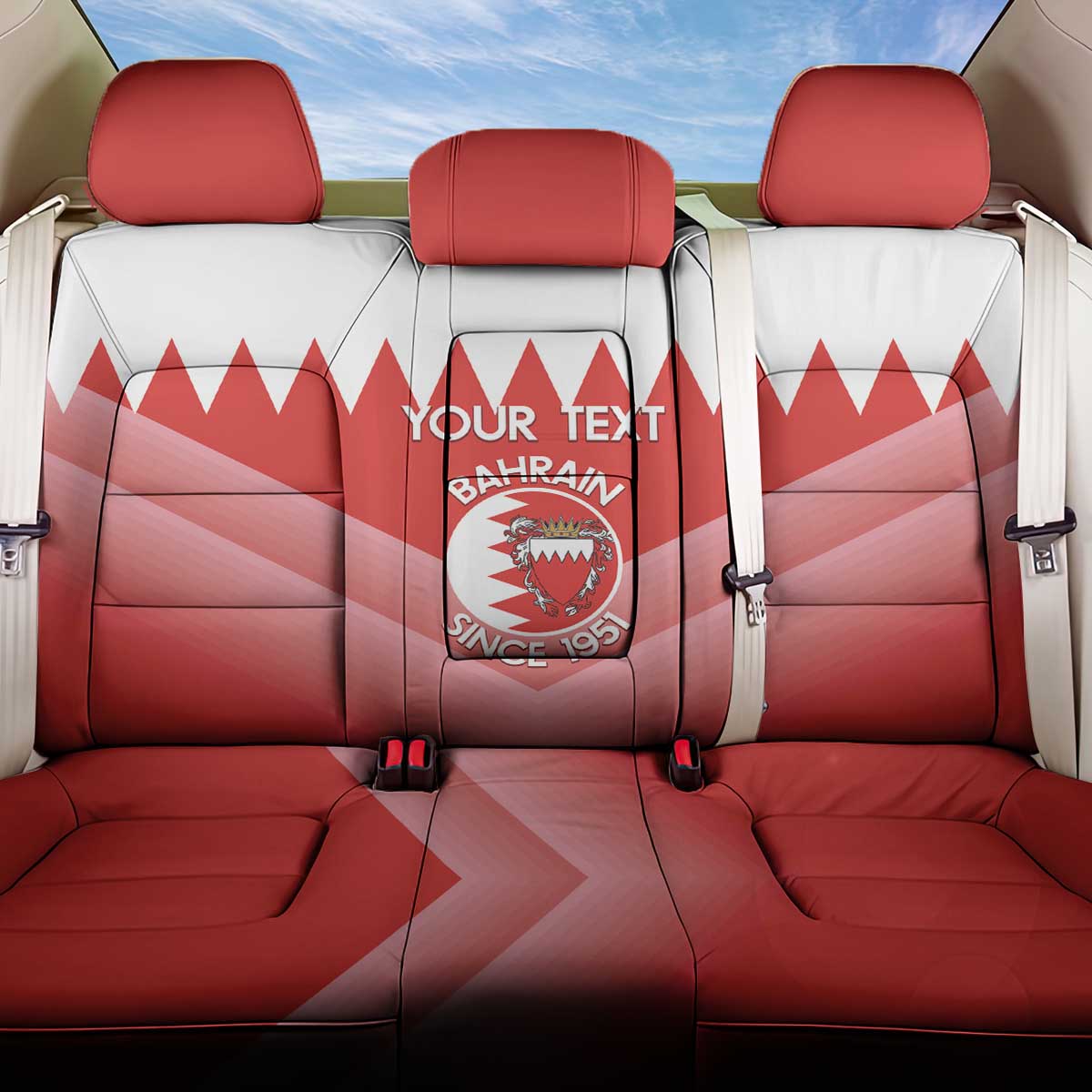 Custom Bahrain Football Back Car Seat Cover Muharabi Dilmun Sporty Style - Wonder Print Shop