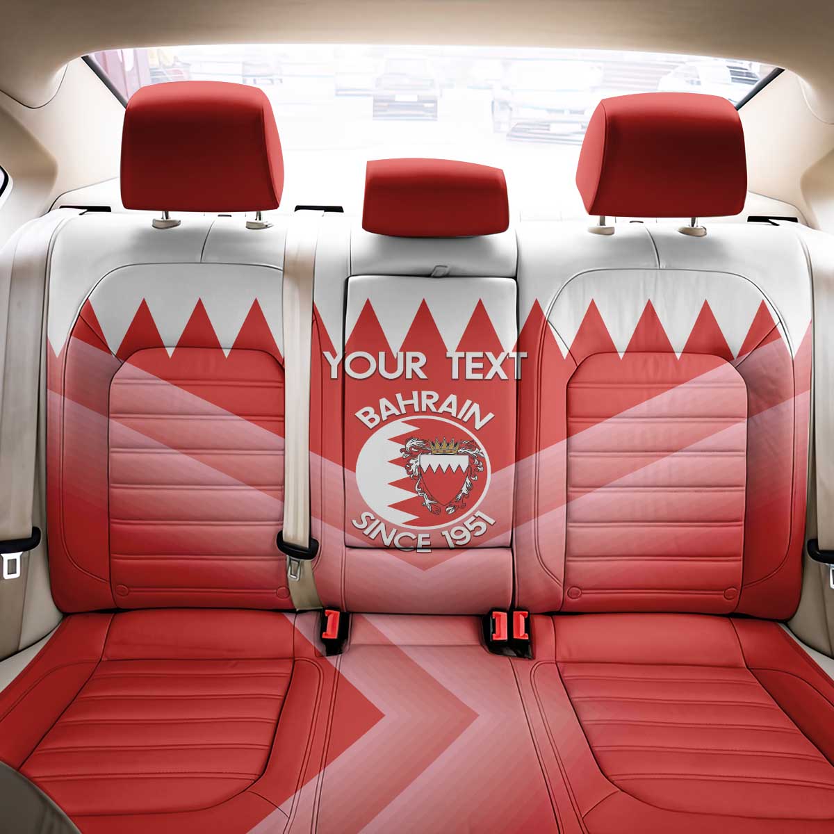 Custom Bahrain Football Back Car Seat Cover Muharabi Dilmun Sporty Style - Wonder Print Shop