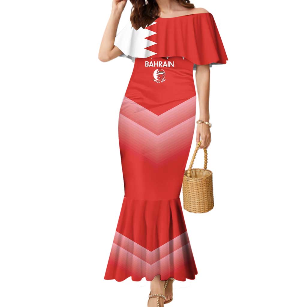 Custom Bahrain Football Family Matching Mermaid Dress and Hawaiian Shirt Muharabi Dilmun Sporty Style - Wonder Print Shop