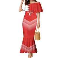 Custom Bahrain Football Family Matching Mermaid Dress and Hawaiian Shirt Muharabi Dilmun Sporty Style - Wonder Print Shop