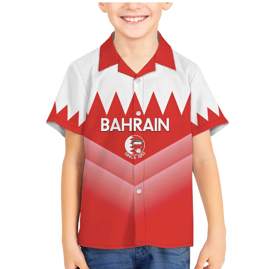 Custom Bahrain Football Family Matching Mermaid Dress and Hawaiian Shirt Muharabi Dilmun Sporty Style - Wonder Print Shop