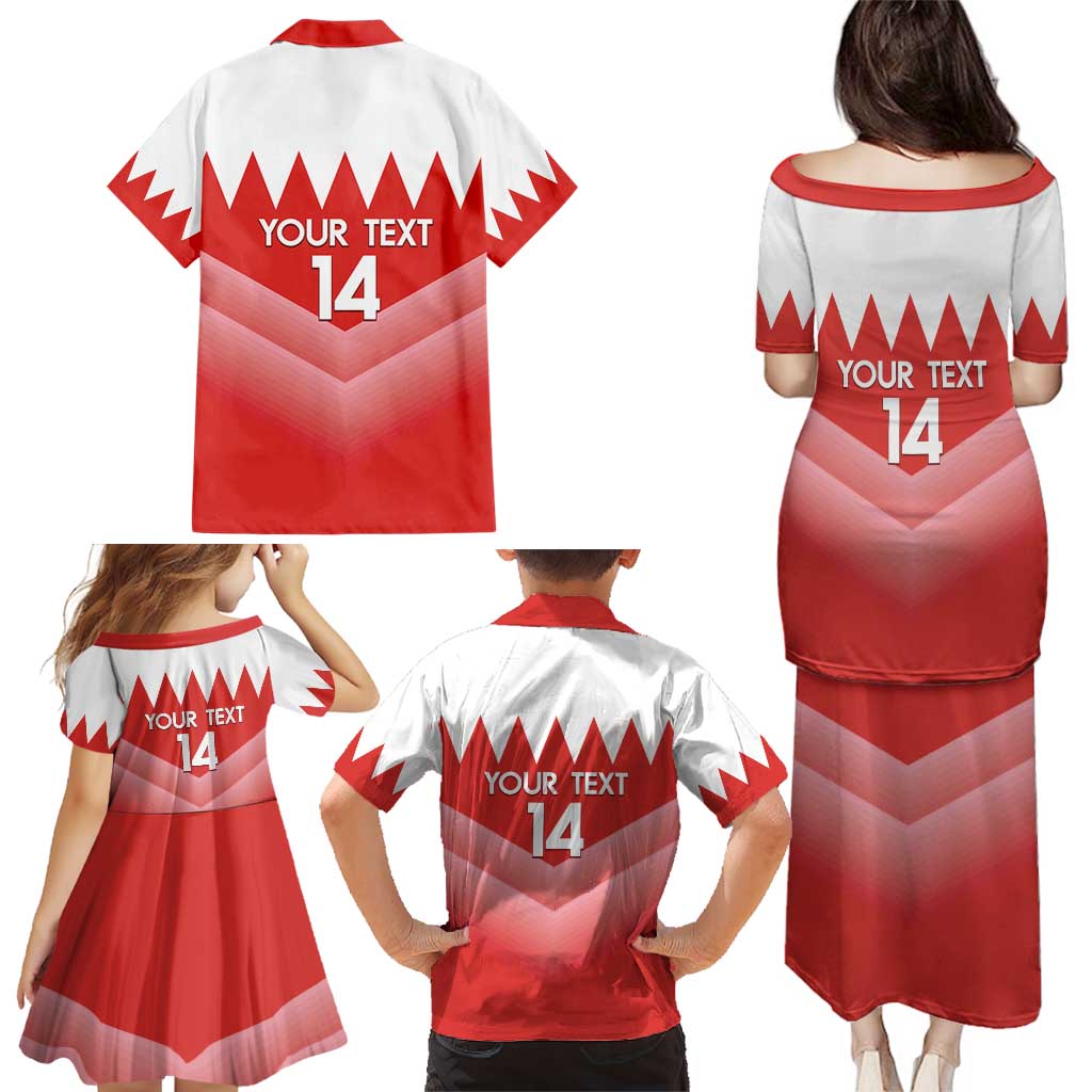 Custom Bahrain Football Family Matching Puletasi and Hawaiian Shirt Muharabi Dilmun Sporty Style - Wonder Print Shop