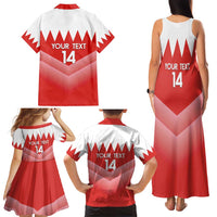 Custom Bahrain Football Family Matching Tank Maxi Dress and Hawaiian Shirt Muharabi Dilmun Sporty Style - Wonder Print Shop