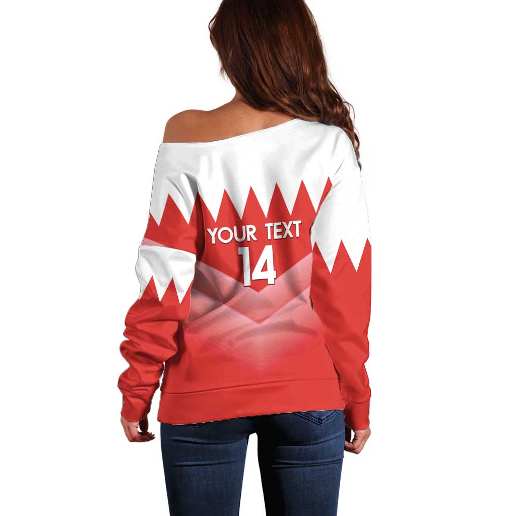 Custom Bahrain Football Off Shoulder Sweater Muharabi Dilmun Sporty Style - Wonder Print Shop