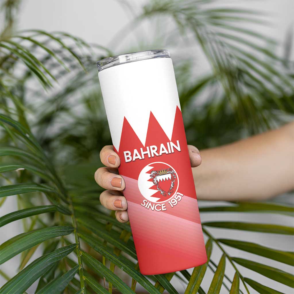 Custom Bahrain Football Skinny Tumbler Muharabi Dilmun Sporty Style - Wonder Print Shop