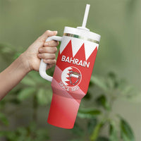 Custom Bahrain Football Tumbler With Handle Muharabi Dilmun Sporty Style - Wonder Print Shop