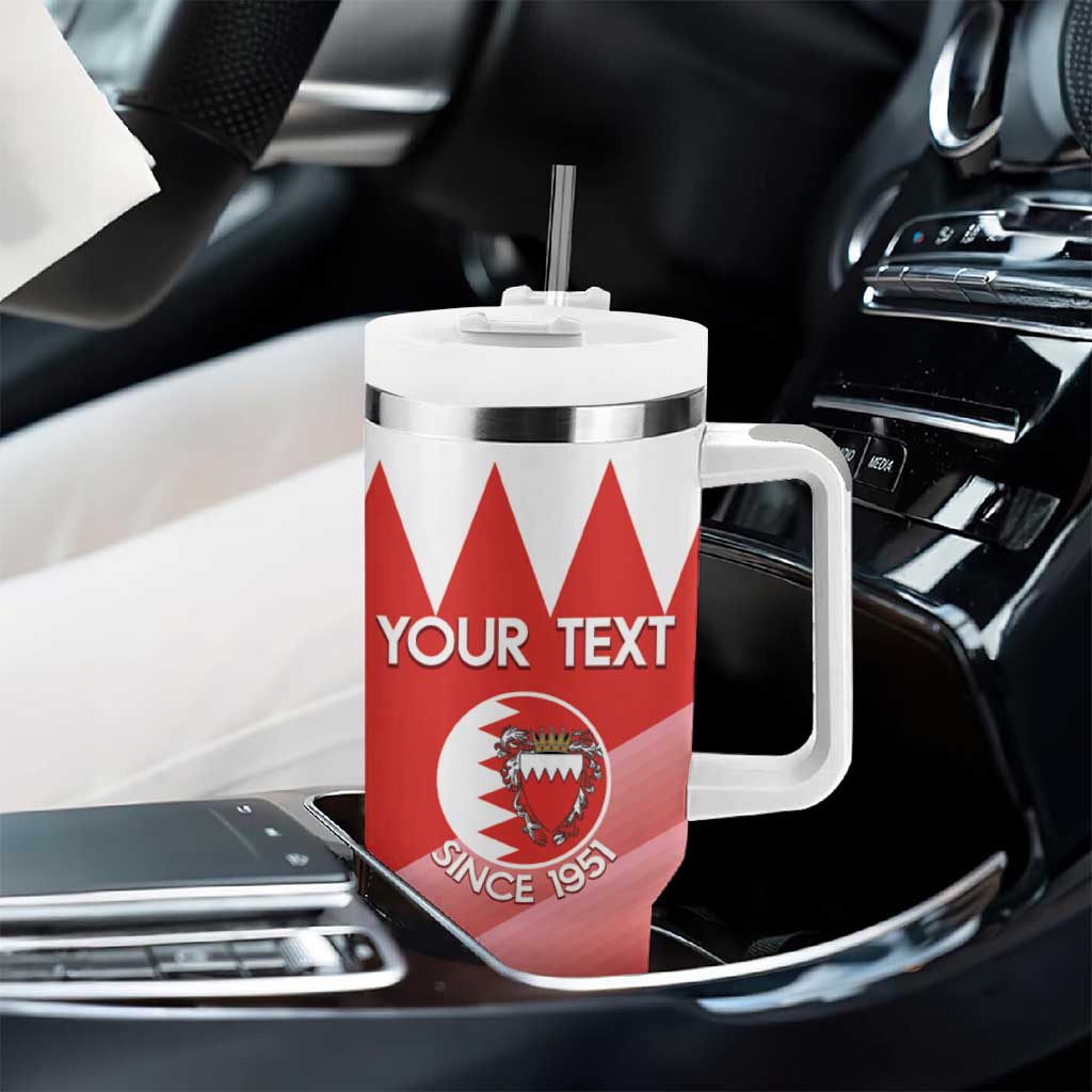 Custom Bahrain Football Tumbler With Handle Muharabi Dilmun Sporty Style - Wonder Print Shop