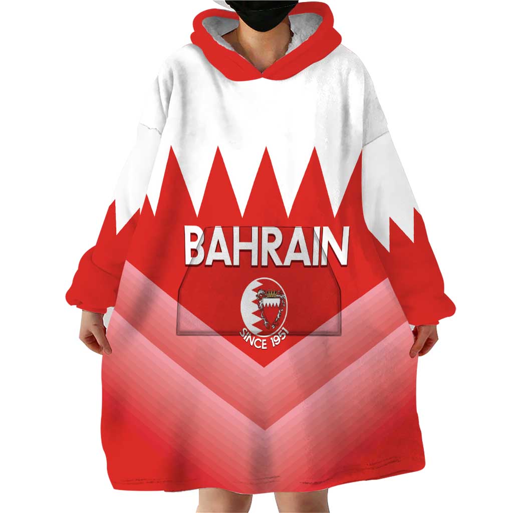 Custom Bahrain Football Wearable Blanket Hoodie Muharabi Dilmun Sporty Style - Wonder Print Shop