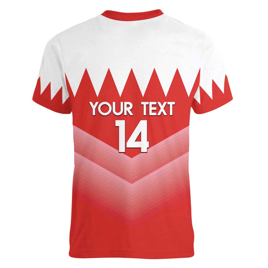 Custom Bahrain Football Women V-Neck T-Shirt Muharabi Dilmun Sporty Style - Wonder Print Shop
