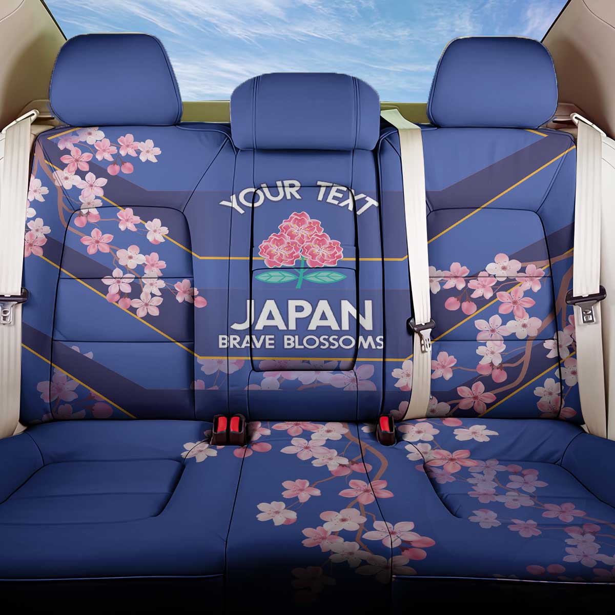 Custom Japan Rugby Back Car Seat Cover Go Brave Blossoms - Wonder Print Shop