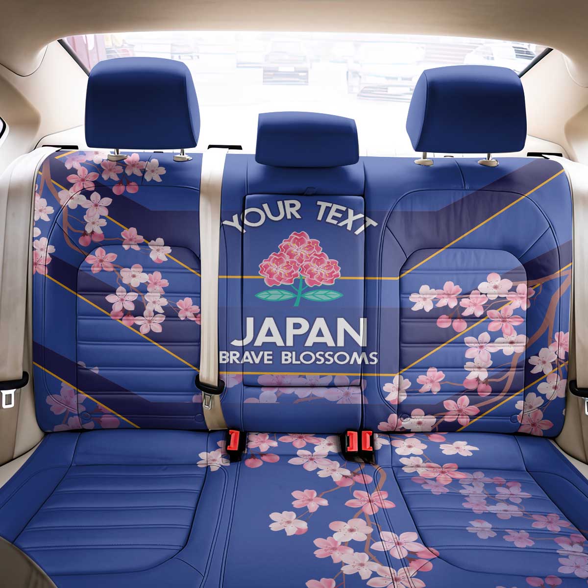 Custom Japan Rugby Back Car Seat Cover Go Brave Blossoms - Wonder Print Shop