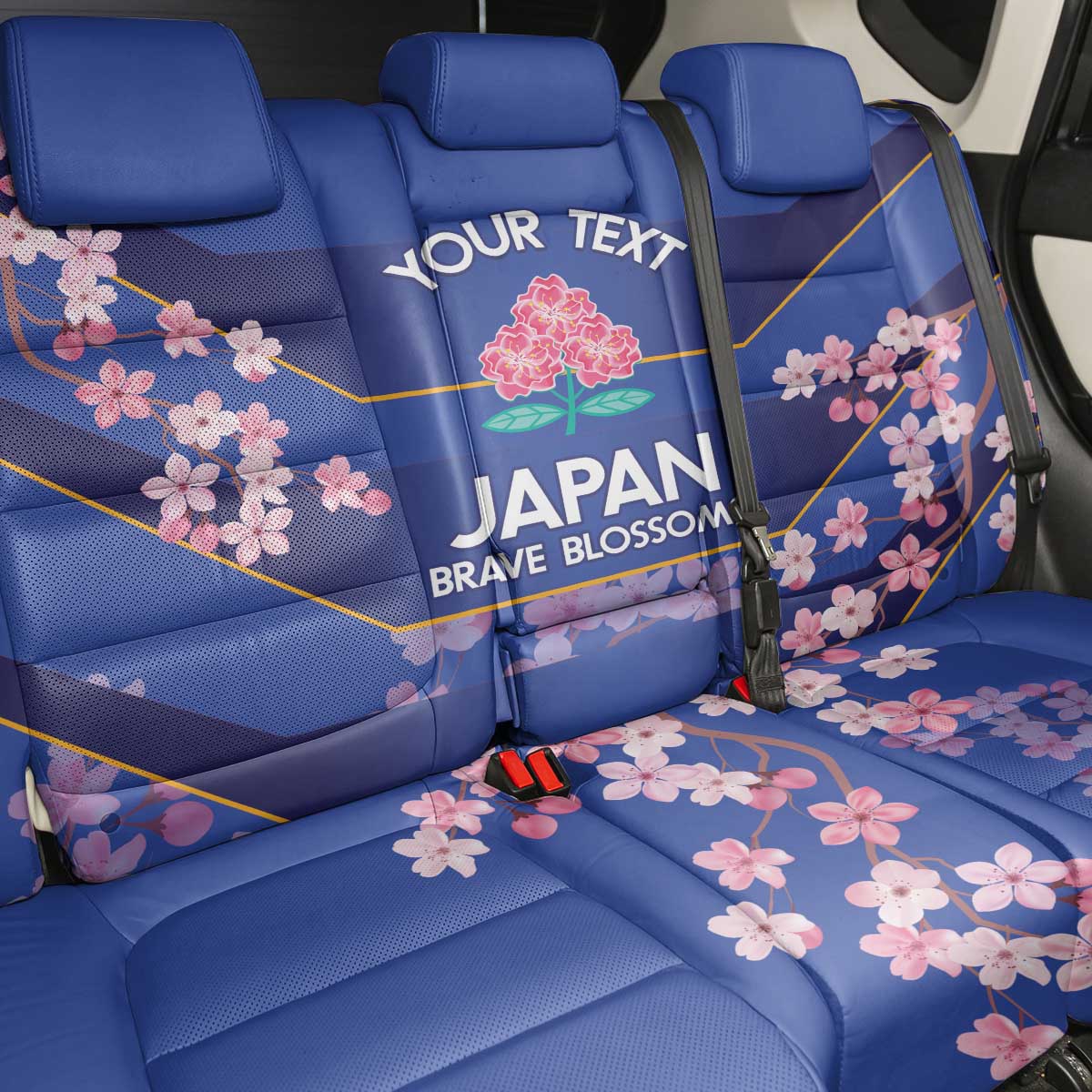 Custom Japan Rugby Back Car Seat Cover Go Brave Blossoms - Wonder Print Shop