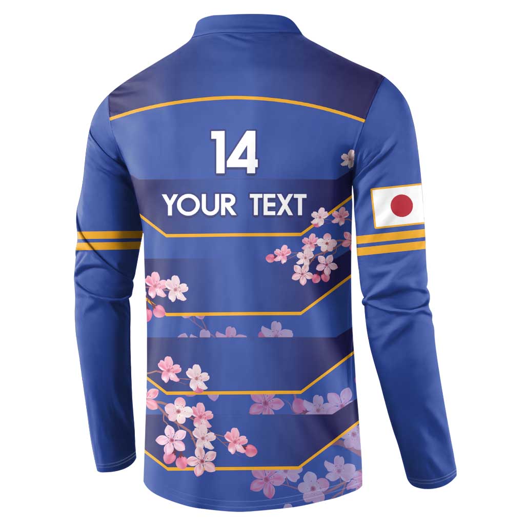 Custom Japan Rugby Button Sweatshirt Go Brave Blossoms - Wonder Print Shop