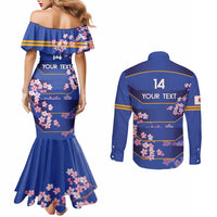 Custom Japan Rugby Couples Matching Mermaid Dress and Long Sleeve Button Shirt Go Brave Blossoms