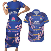 Custom Japan Rugby Couples Matching Short Sleeve Bodycon Dress and Hawaiian Shirt Go Brave Blossoms - Wonder Print Shop