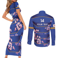 Custom Japan Rugby Couples Matching Short Sleeve Bodycon Dress and Long Sleeve Button Shirt Go Brave Blossoms - Wonder Print Shop