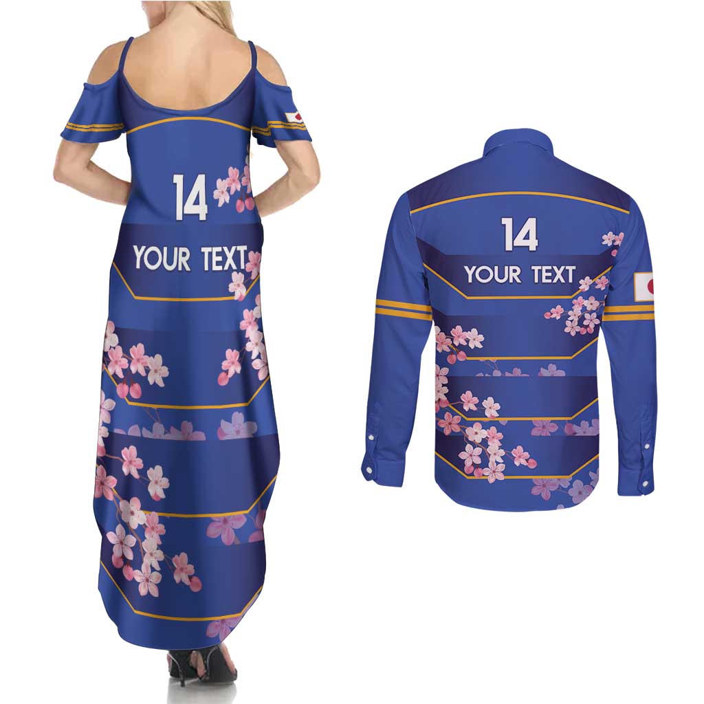 Custom Japan Rugby Couples Matching Summer Maxi Dress and Long Sleeve Button Shirt Go Brave Blossoms - Wonder Print Shop