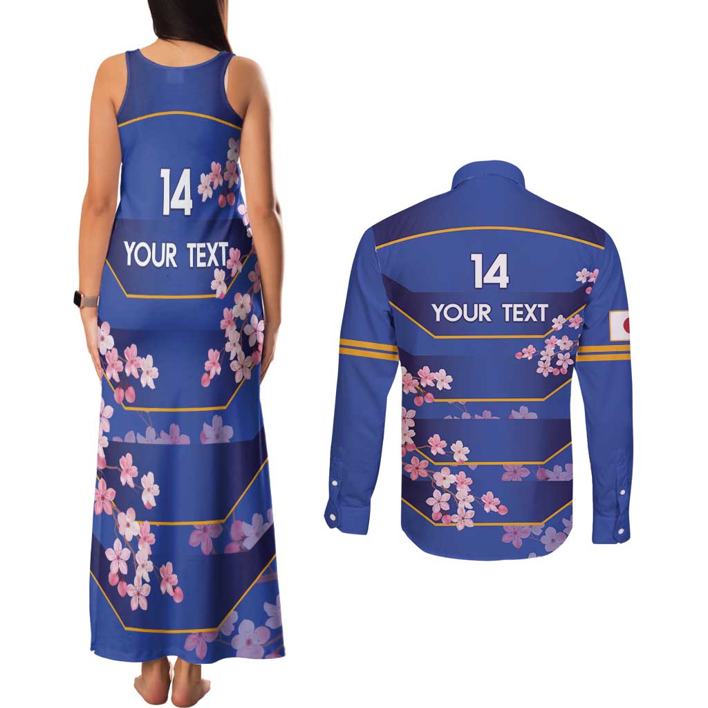 Custom Japan Rugby Couples Matching Tank Maxi Dress and Long Sleeve Button Shirt Go Brave Blossoms - Wonder Print Shop